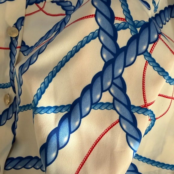 Zara Blue and Red Rope Pattern Blouse - Picture 5 of 5